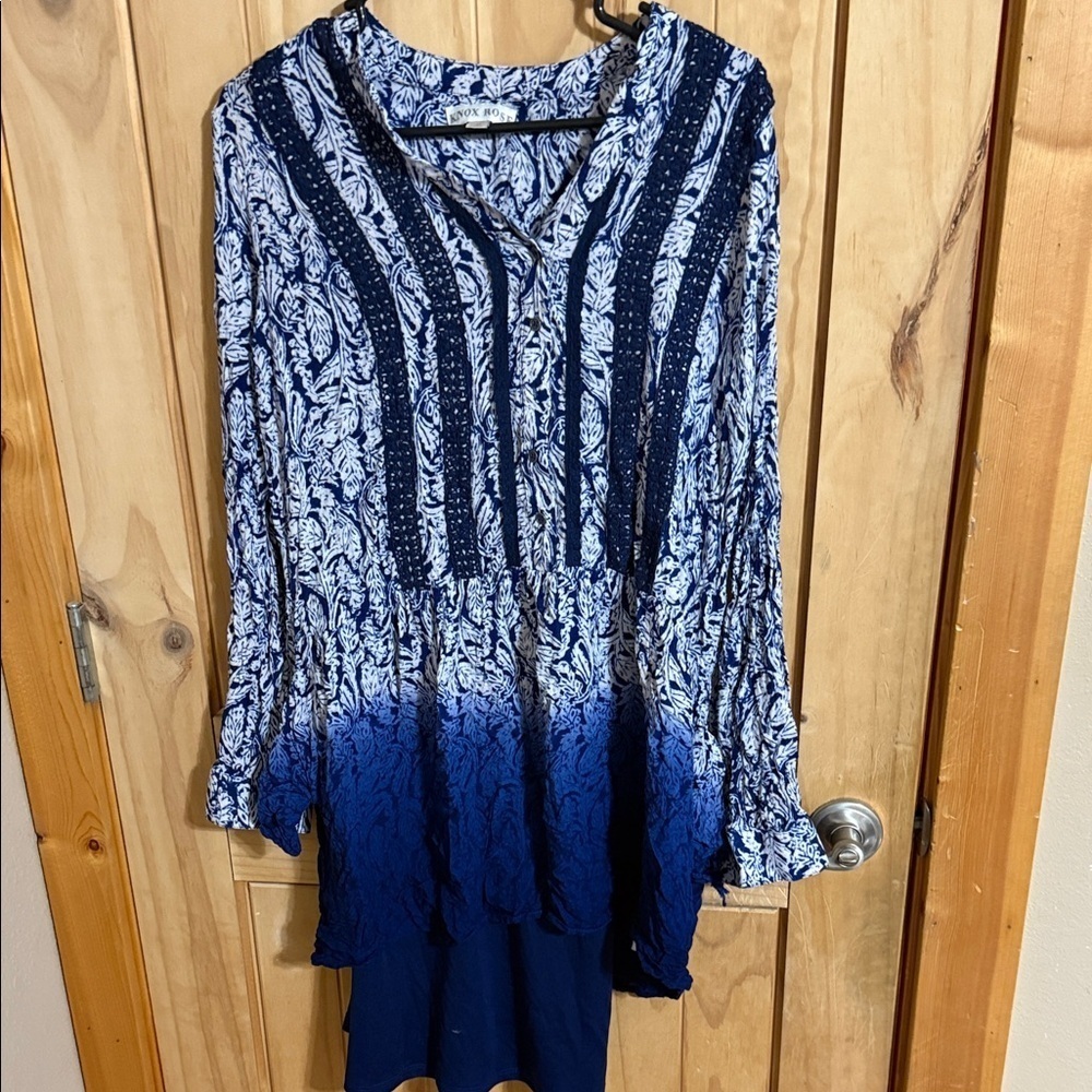 Knox Rose Blue Patterned Women's Top